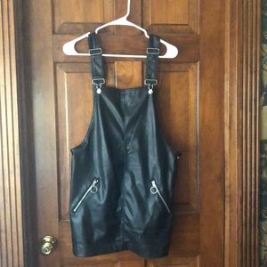 Faux leather overall dress